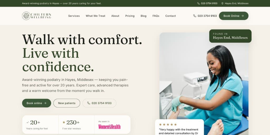 The Chiltern Wellbeing website, shown on a laptop